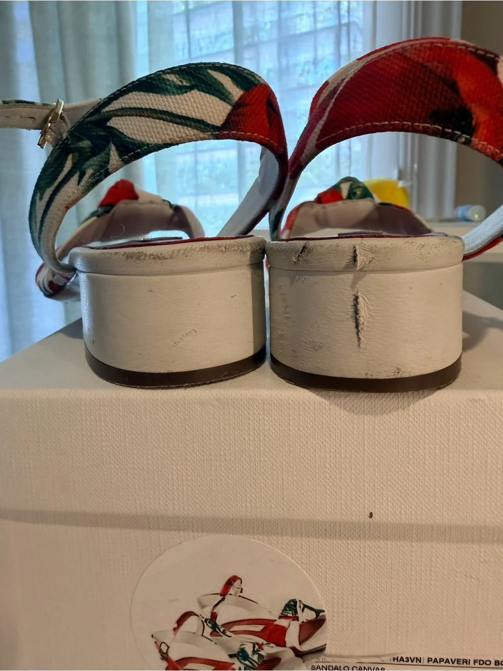 Dolce & Gabbana Red Floral Canvas Girls' Slingback Sandals